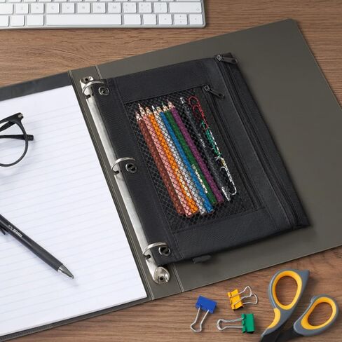 1InTheOffice Pencil Pouch 3 Ring, Black, Pencil Pouch For 3 Ring Binder 2 Pack (Canvas Black) in Saudi Arabia