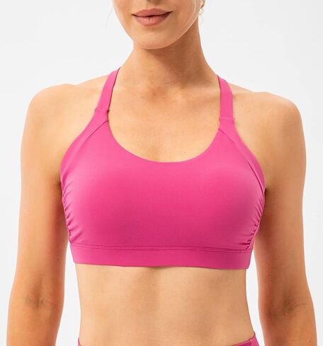 Ukaste Women's Ruched Sports Bras Crisscross Back Workout Yoga Bra in Kuwait