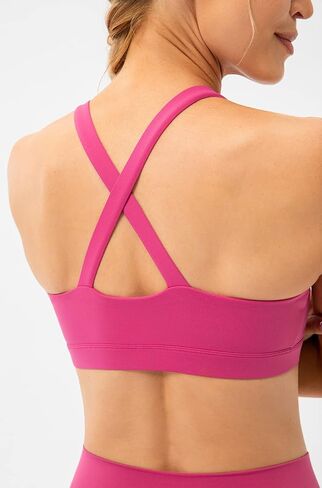 Ukaste Women's Ruched Sports Bras Crisscross Back Workout Yoga Bra in Kuwait