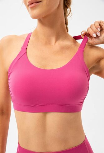 Ukaste Women's Ruched Sports Bras Crisscross Back Workout Yoga Bra in Kuwait