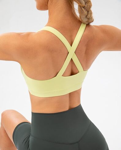 Ukaste Women's Ruched Sports Bras Crisscross Back Workout Yoga Bra in Saudi Arabia