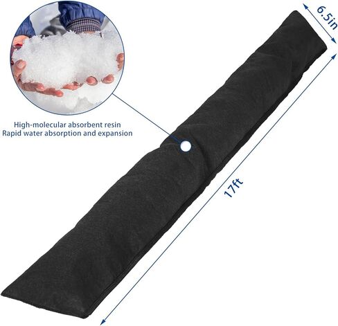 17 ft x 6.5 in Water Activated Flood Barriers for Home Sandless Sand Bags Reusable Water Barriers for Flooding Absorbent Flood Prevention Barriers for Garage Basement (2 Pcs) in Saudi Arabia