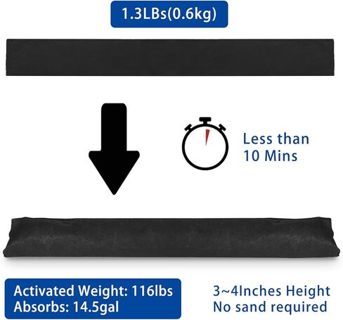 17 ft x 6.5 in Water Activated Flood Barriers for Home Sandless Sand Bags Reusable Water Barriers for Flooding Absorbent Flood Prevention Barriers for Garage Basement (2 Pcs) in Saudi Arabia