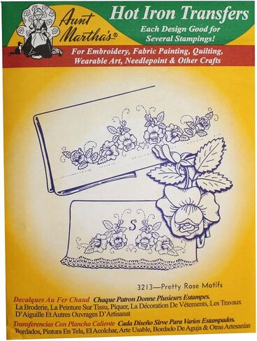 Aunt Martha's Iron On Transfer Patterns for Stitching, Embroidery or Fabric Painting, Patterns for Linens, Set of 5 in Saudi Arabia