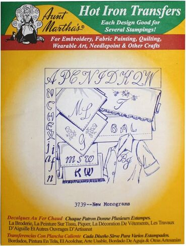 Aunt Martha's Iron On Transfer Patterns for Stitching, Embroidery or Fabric Painting, Patterns for Linens, Set of 5 in Saudi Arabia