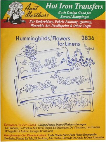 Aunt Martha's Iron On Transfer Patterns for Stitching, Embroidery or Fabric Painting, Patterns for Linens, Set of 5 in Saudi Arabia