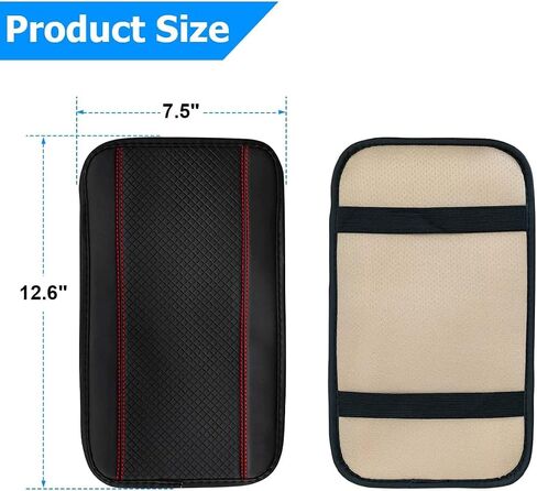 XINLIYA Car Armrest Storage Box Mat, Fiber Leather Car Center Console Cover, Car Armrest Seat Box Cover Accessories Interior Protection for Most Vehicle, SUV, Truck, Car (Beige) in Saudi Arabia
