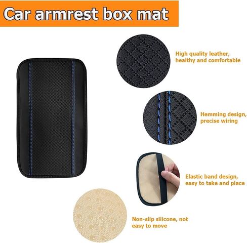 XINLIYA Car Armrest Storage Box Mat, Fiber Leather Car Center Console Cover, Car Armrest Seat Box Cover Accessories Interior Protection for Most Vehicle, SUV, Truck, Car (Beige) in Saudi Arabia