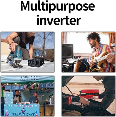 محول طاقة السيارة 420 وات/600 وات (الذروة) تيار مستمر 12 فولت إلى 110 فولت تيار متردد مع شاشة LCD ومنافذ تيار متردد مزدوجة وشاحن سيارة USB مزدوج للسيارة (أحمر-420) in Kuwait