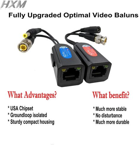 8 Pair Video Balun with Power, BNC to Cat5 Adapter, Ground Loop Isolated HD Analog Surveillance Camera Cable Ethernet Transceiver - Compact in Saudi Arabia