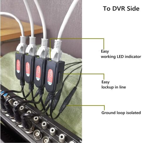 8 Pair Video Balun with Power, BNC to Cat5 Adapter, Ground Loop Isolated HD Analog Surveillance Camera Cable Ethernet Transceiver - Compact in Saudi Arabia