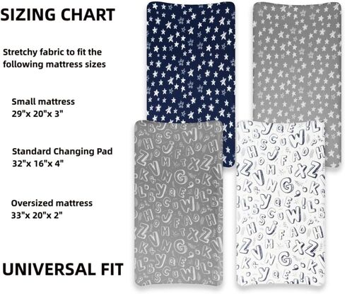 4 عبوات من غطاء وسادة تغيير الحفاضات للأطفال الأولاد، محايد للجنسين، ملاءات قابلة للتنفس لتغيير حفاضات الأطفال لطاولة تغيير الأطفال (حرف) in Kuwait