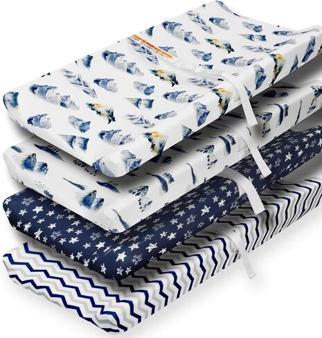 4 Pack Changing Pad Cover for Baby Boys Neutral Unisex Fitted Breathable Baby Changing Pad Sheets for Toddler Changing Table (Letter) in Saudi Arabia