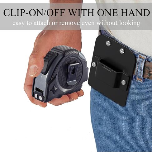 Metal Tape Measure Holder - Clip-On Tool Belt Drill Holder, Pant and Belt Savior, Low Profile Measuring Tape Clip for Tape Measure, Cordless Drill, Impact, Nailer Driver - Fits Up to 2" Belt in Saudi Arabia