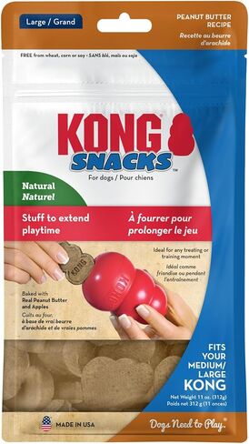 KONG Peanut Butter Baked Snack Treats for Dogs, Specially Shaped to Fit in Large Rubber Toys for Extended Play (Large) (3 pack of 11 oz bags) in Saudi Arabia