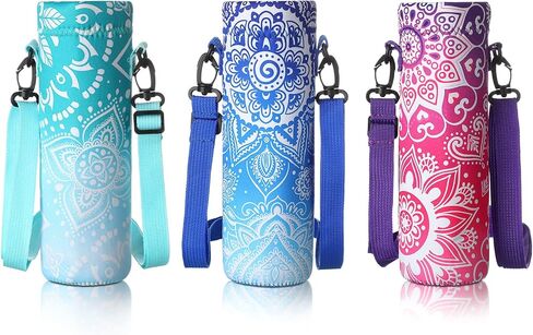 CHENGU 3 Pack 25 oz Neoprene Water Bottle Carrier Bag with Adjustable Shoulder Strap Water Bottle Holders for Adults Sports Gym Hiking Camping Walking(Floral Style) in Saudi Arabia