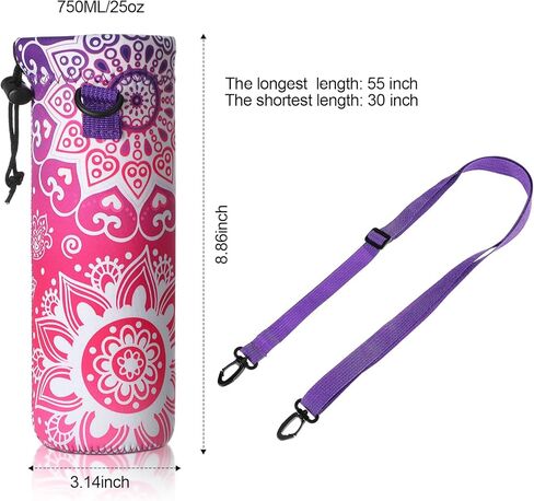 CHENGU 3 Pack 25 oz Neoprene Water Bottle Carrier Bag with Adjustable Shoulder Strap Water Bottle Holders for Adults Sports Gym Hiking Camping Walking(Floral Style) in Saudi Arabia