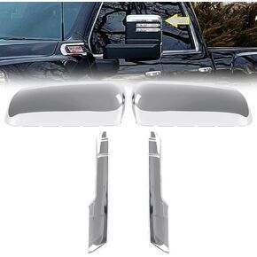 استبدال قبعات مرآة السحب لسيارة Chevy Silverado GMC Sierra 2020 2021 2022 2023 2024 2500HD 3500HD الكروم غطاء مرآة الباب الجانبي للسائق غطاء سفلي + غطاء علوي 84468905 84468911