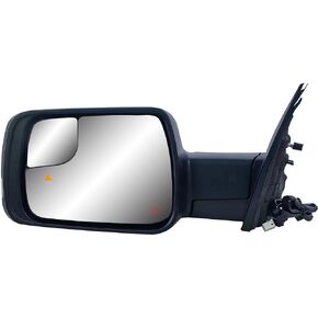 Driver Left Side Door Mirror Power and Heated Glass with Signal Light and BLIS Puddle Light Manual Folding Textured Back Cover for RAM 1500 from 2019 to 2024