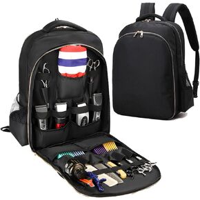 Barber Travel Backpack (Black, 17.7 x 12.6 x 7.5 inches), Air Cushion Design, Waterproof, High Capacity for Clippers and Supplies