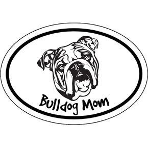 WickedGoodz Oval Bulldog Mom Decal - Dog Bumper Sticker - for Laptops Tumblers Windows Cars Trucks Walls