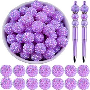 20mm Rhinestone Beads for Pens 20pcs Beaded Pens Beads Bling Glitter Suger Bugglegum Beads Large Balls Crystal Pen Beads for DIY Pens Keychain Making Suppliers Bulk