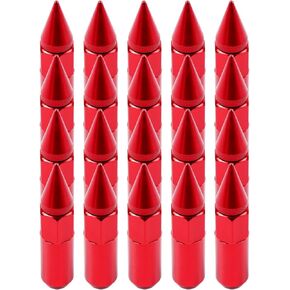 ECCPP 1/2 Wheel Lug Nuts 20Pcs 1/2-20 Thread Size Red Chrome Spike Extended Tuner Racing Lug Nuts for 1992-2006 for Dodge Viper 1992-2011 for Ford Crown Victoria 1964-2010 for Ford Mustang