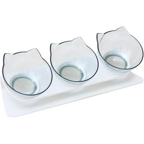 Raised Cat Food Bowl with Stand, Cat Food and Water Bowl Set, Elevated Cat Bowl Whisker Friendly Tilted Cat Bowls (Black)
