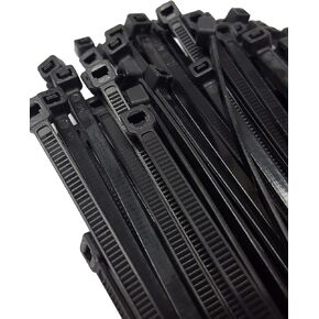 12 Inch Cable Zip Ties - 100 Pack - 75 lbs Tensile Strength Nylon Wrap Zip Ties - Heavy Duty UV Weather Resistant (100 Black Cable Zip Ties)