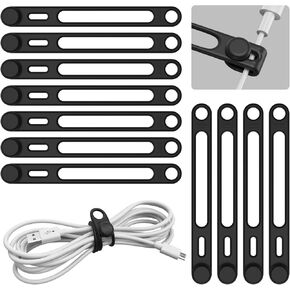 10 عبوات من روابط كابلات السيليكون، مشبك كابل مغناطيسي متعدد الأغراض قابل لإعادة الاستخدام من فياكي يسحب حتى 3x، لأسلاك تجميع منظم الأسلاك (أبيض) in Kuwait