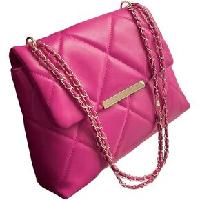 Floerns Women's Quilted Tote Bag Square Bag Leather Clutch Purse Flap Shoulder Bag