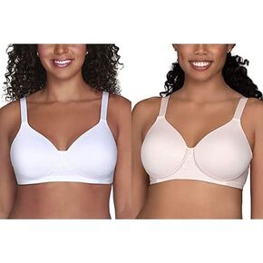 Vanity Fair Women's Beauty Back Full Figure Wirefree Bra (71380-Fashion Colors), 2 Pack-White/Quartz, 40C