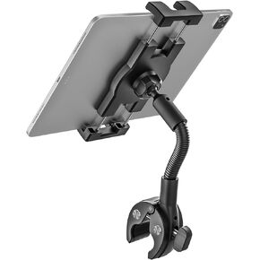 Gooseneck Bike Tablet Mount, Bike Holder - Adjustable Arm Tablet Holder for Motorcycle, Bicycle Scooter Handlebar Cradle Clip, Compatible with iPad Pro Air Mini, Galaxy Tabs, Z Fold, 4.7-12.9" Devices