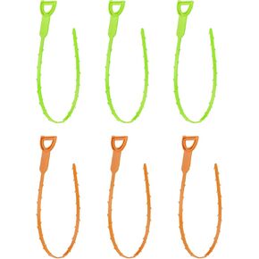 POPULO Drain Auger Kit, 25 Inch Hair Drain Clog Remover Tool, Drain Hair Remover Tool For Sewer, Toilet, Kitchen Sink, Bathroom Tub(6-Pack), Orange&Green PDAL12P9 in Kuwait