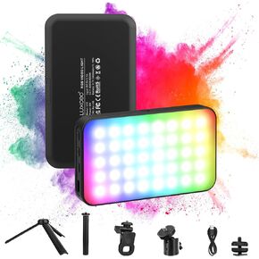 RGB LED Video Light Live Streaming Video Portable Camera Lights with 0-360 Full Color CRI 95+ 2500-9000K 3100mAh Rechargeable LED DSLR Lighting for Photography, Vlogging, Video Conference (V10-01set)