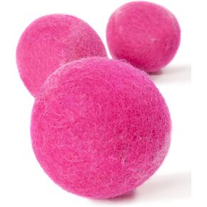 Wool Ball Dog Cat Toys-6 Pack of Safe Toy Balls-Helps Clean Teet - Dog Fetch Ball-100% Wool Felt Ball Toys-Handmade Colorful Eco-Friendly Cat Wool Balls (Pink)