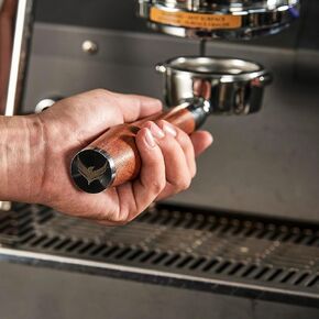 مقبض من خشب الورد الفاخر بدون قاع مقاس 54 مم وسلة فلتر مزدوجة عارية، متوافقة مع Breville Barista Express وPro وTouch وBambino وInfuser وDuo Temp Pro