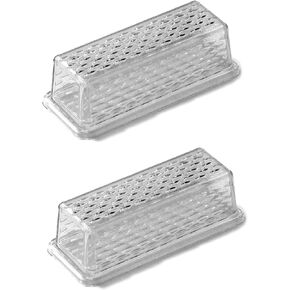 Chef Craft Clear Plastic Butter Dish with Crystalline Design Cover | 6.75" x 2.25" | 2-Pack, Silver