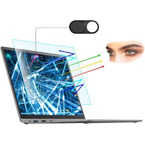 【2 Pack】13.3 Inch Anti Blue Light Screen Protector with Metal Camera Cover Compatible with HP/Dell/Acer/Asus/Samsung/Lenovo/Toshiba/Sony/MSI/LG/Razer Blade, Removable 16:9 Aspect Screen Protector for 13.3" Laptops