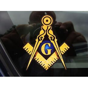 004 (One) 4" Masonic Series Freemason Compass Square Decal Sticker
