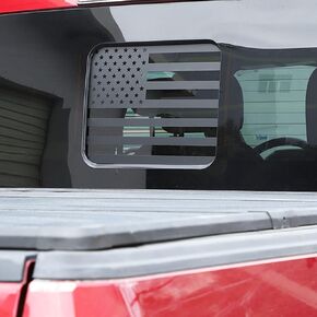 Factory Crafts USA Made Rear Middle Window Vinyl Decal for Ford F150 F250 F350 2015-2024 Vinyl American Flag Sticker Exterior Automotive Accessories US Flag Decals Matte Black