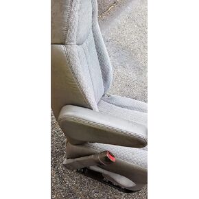 Durafit Seat Covers, 1996-2009 Chevy Express and GMC Savanna Front Captain Chairs with Molded Headrests and One armrest per Seat. in Gray Endura