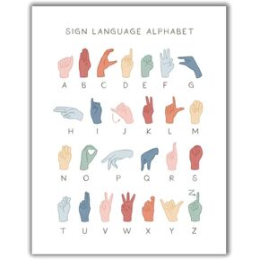 American Sign Language Poster, ASL Alphabet, Rainbow Classroom Decor, ABC Print - 11x14 - Unframed Print - Decor for Home, Bedroom, Nursery, Kids Room, Dorm, Gift