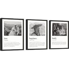 EXCOOL CLUB Black and White Love Wall Art - 12x16 Family Quotes Wall Decor, Happiness Definition Poster, Minimalist Typography Art Prints, Modern Inspirational Pictures for Home Bedroom (UNFRAMED)