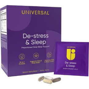 De-Stress & Sleep Daily Multivitamin Supplement, Relaxation, Sleep Onset, Vitamin C, B6, Magnesium, Ashwagandha, Melatonin, L-Theanine, Valerian Root, Zinc, Zylaria (30 Pack)