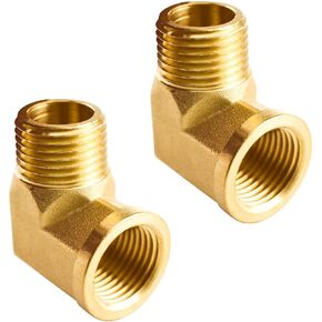 Brass 90 Degree Barstock Street Elbow, ZESE 2pcs 1/8" NPT Male x 1/8" NPT Female Right Angle Steering Joints Solid Brass Forged Pipe Fittings