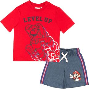 Nintendo Boys 2 Piece Short Set Short Sleeve Shirt and Shorts 2 Pack Bundle Set for Kids and Toddlers
