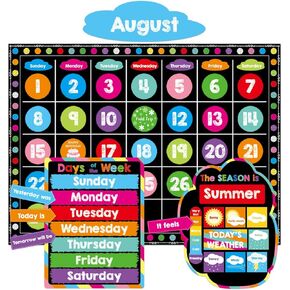 Chalkboard Brights Calendar Bulletin Board Set Colorful Classroom Decoration 99 Pcs