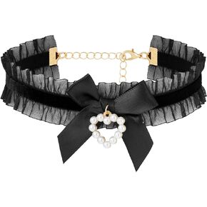 Sacina Heart Bow Choker, Bow Necklace, Heart Necklace, Vintage Necklace, Y2k Necklace, Christmas Gift for Women