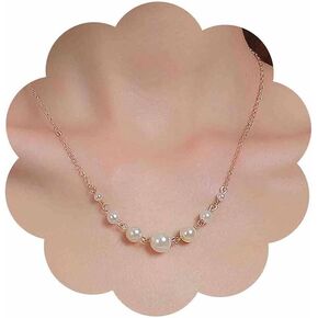 Vintage Floating Pearl Pendent Necklace White Pearl Choker Necklace Gold Pearl Chain Necklace Pearl Bead Necklace Jewelry for Women and Girls